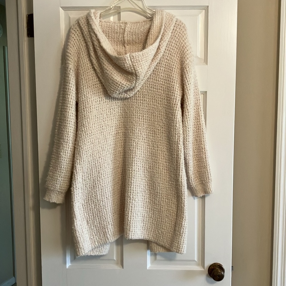 Allie Rose size Small Hooded Offwhite long sweater coat - Picture 5 of 5